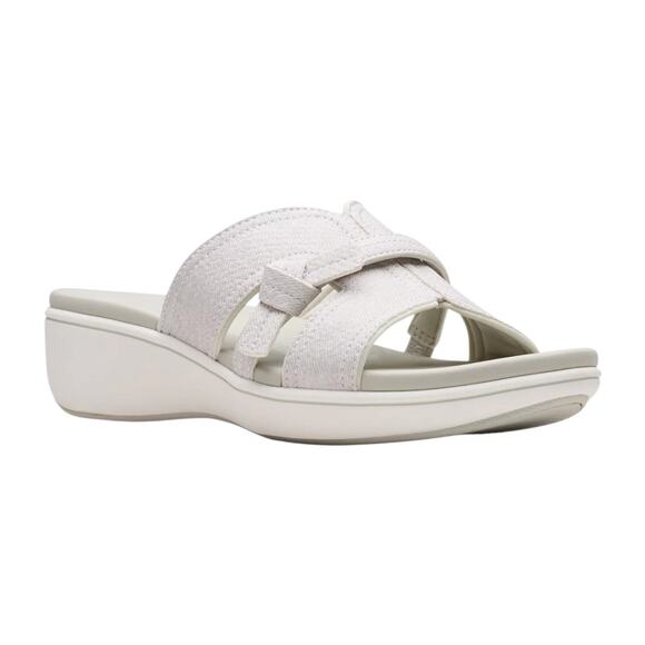Clarks Womens Cloudsteppers Breeze Rae Mia Slip On Flat Sandals White Size 7 1/2 - Picture 1 of 6